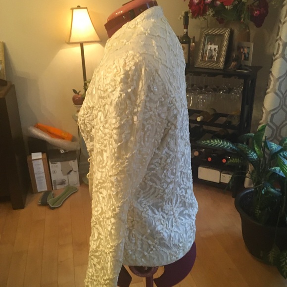 Elegant Sparkling gold/beige  Nu Mode Lace Top - Size 10 - Picture 4 of 12